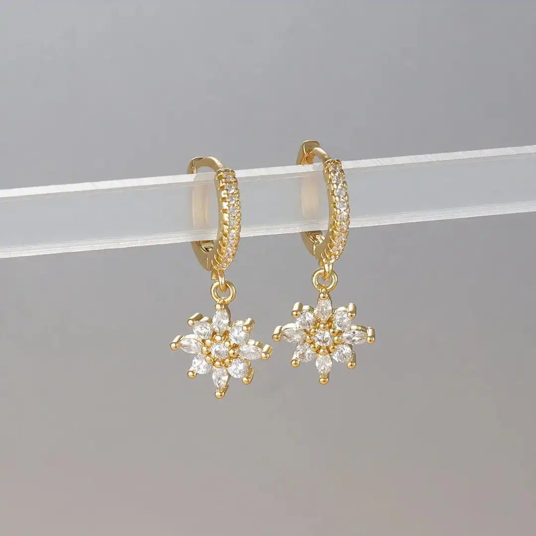 Boucles d'oreilles pendantes Flocon de neige cristal classiques