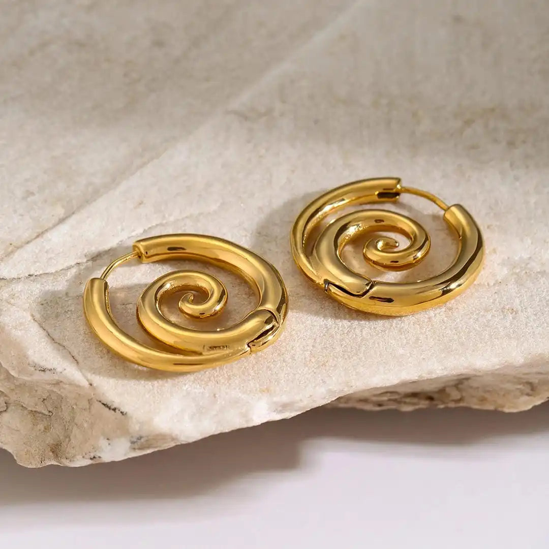Boucles d'oreilles Spirale dorées intemporelles