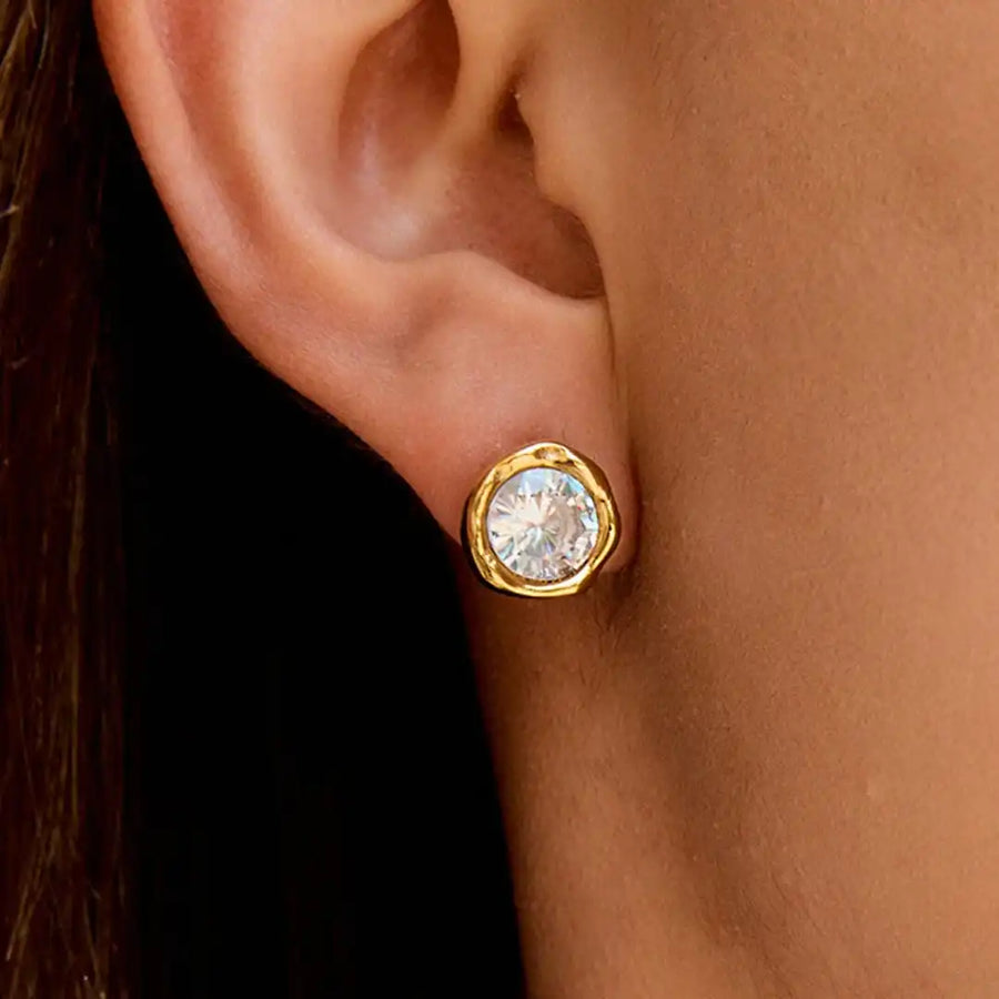 Boucles d'oreilles Rondes zircon dorées intemporelles