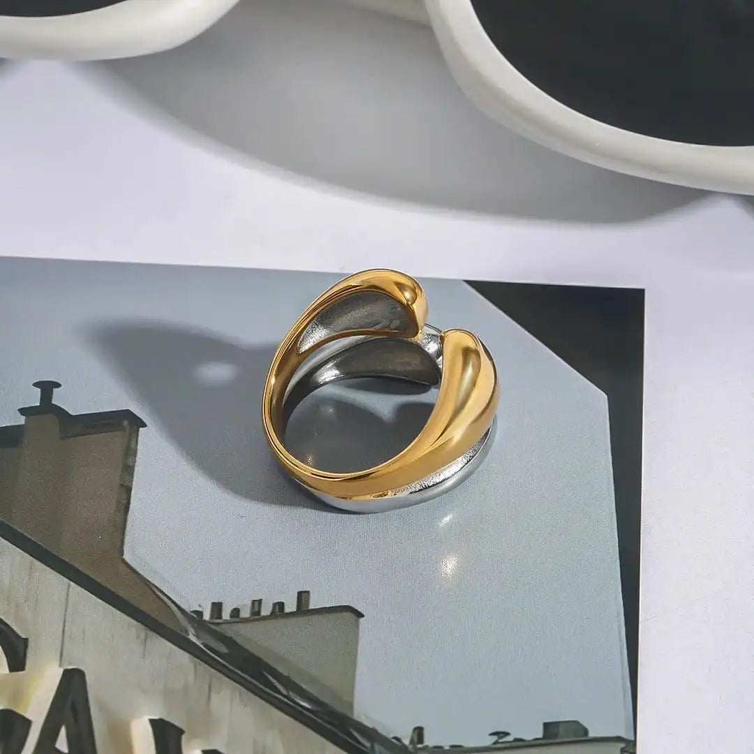 Bague empilable bicolore or et argent