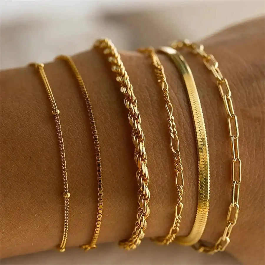 Ensemble de bracelets à chaîne cubaine bohème