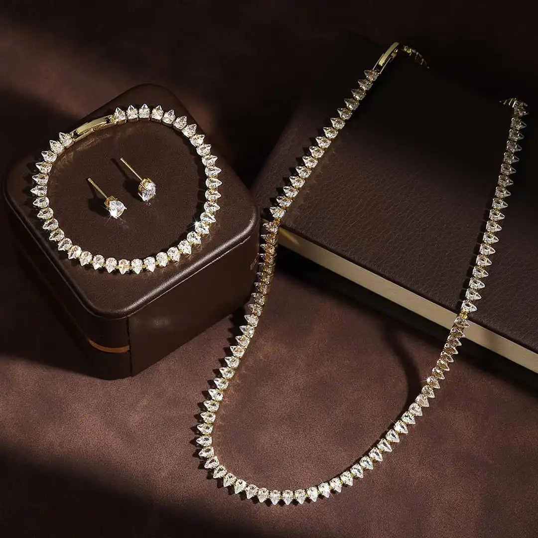Parure de mariée à zircons ronds