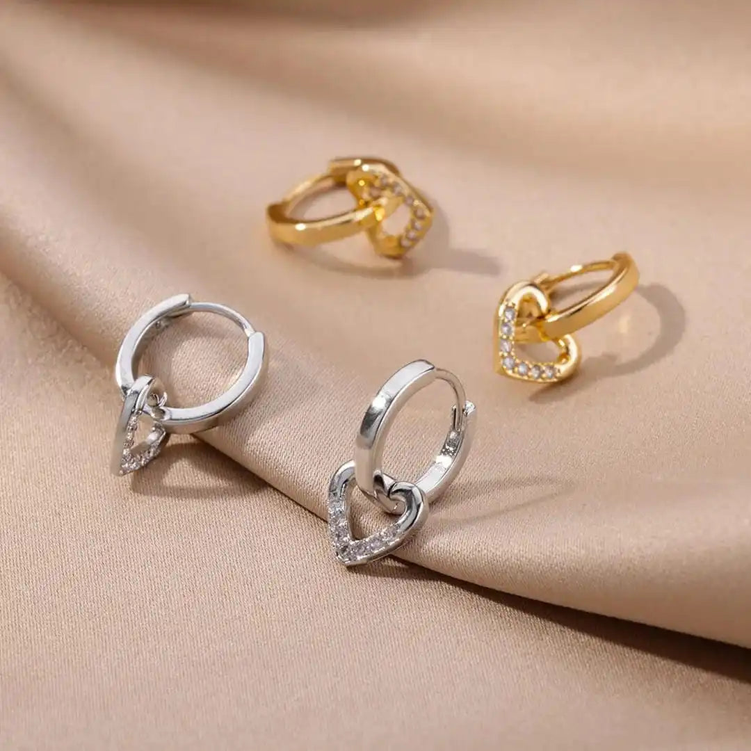 Boucles d'oreilles Cœur ajouré zircone