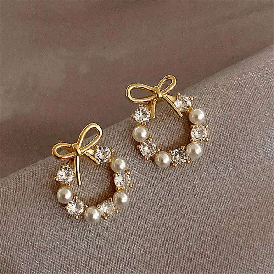Boucles d'oreilles à tige Nœud et perle circulaire