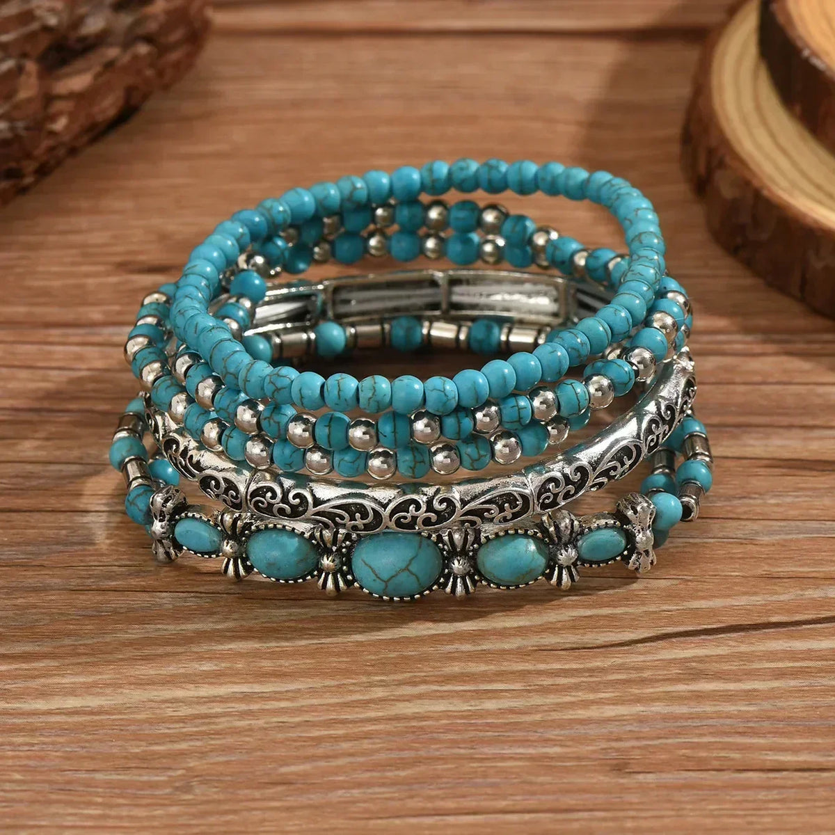 Celestina | Ensemble de bracelets à perles turquoise