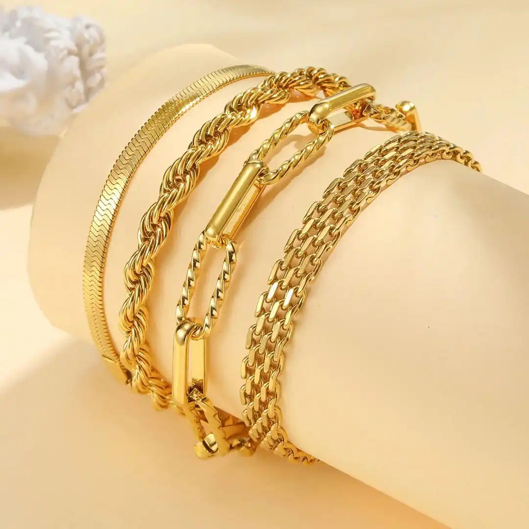 Ensemble de bracelets empilables Perle dorée