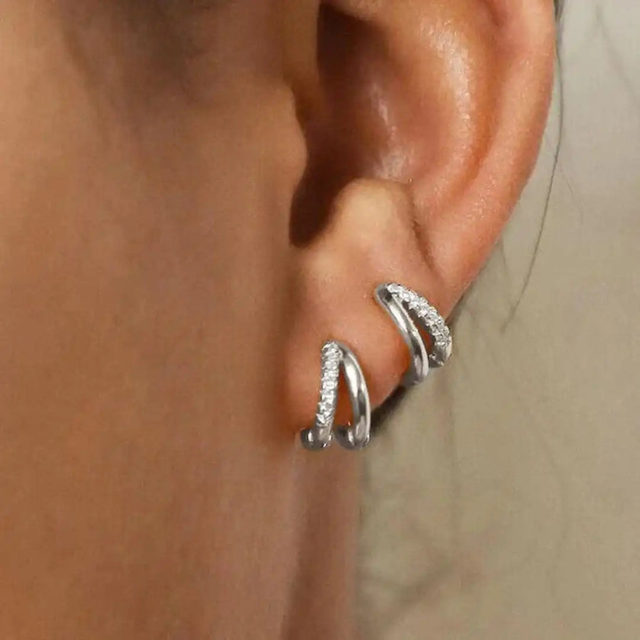 Boucles d'oreilles anneaux Zircon dorés intemporels