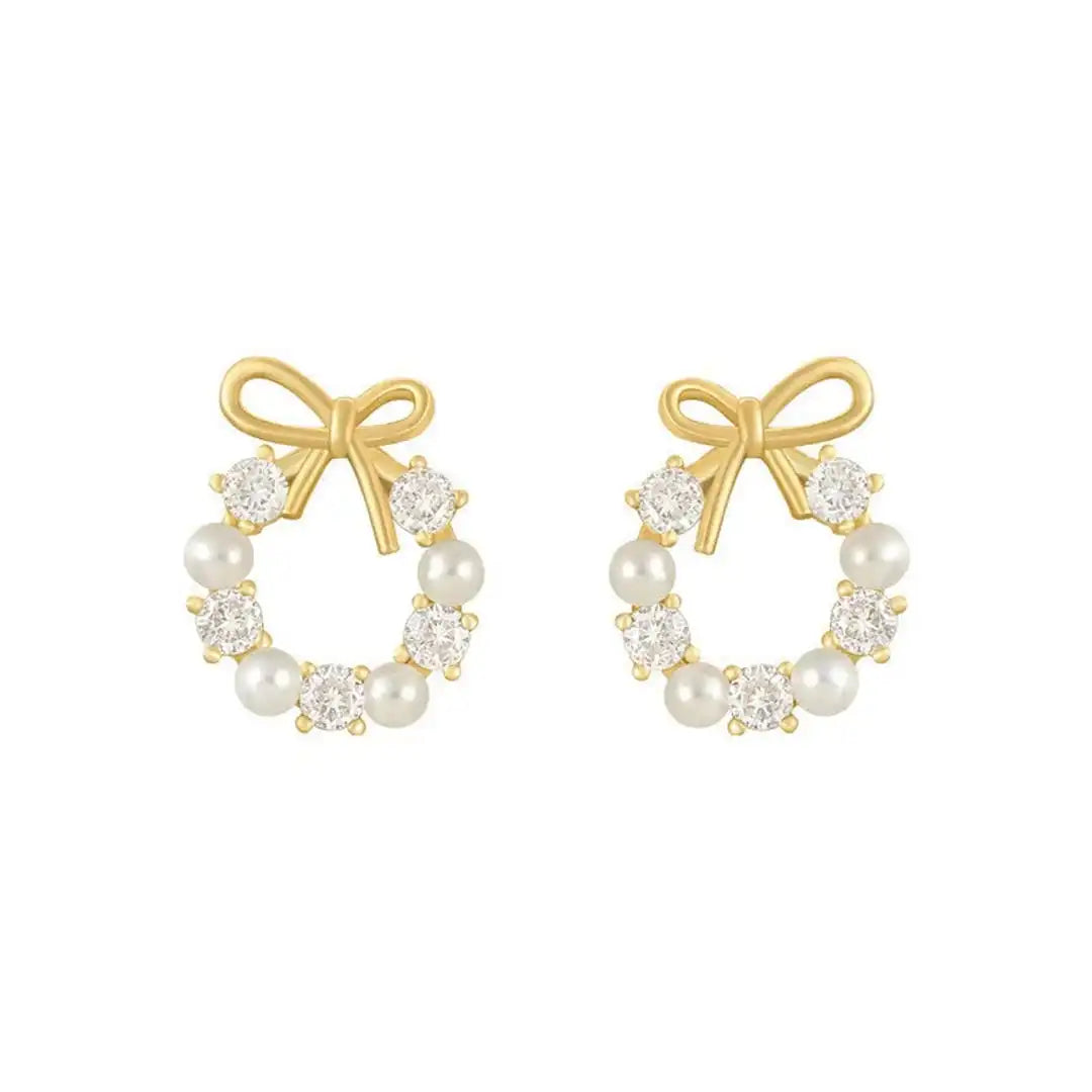 Boucles d'oreilles à tige Nœud et perle circulaire