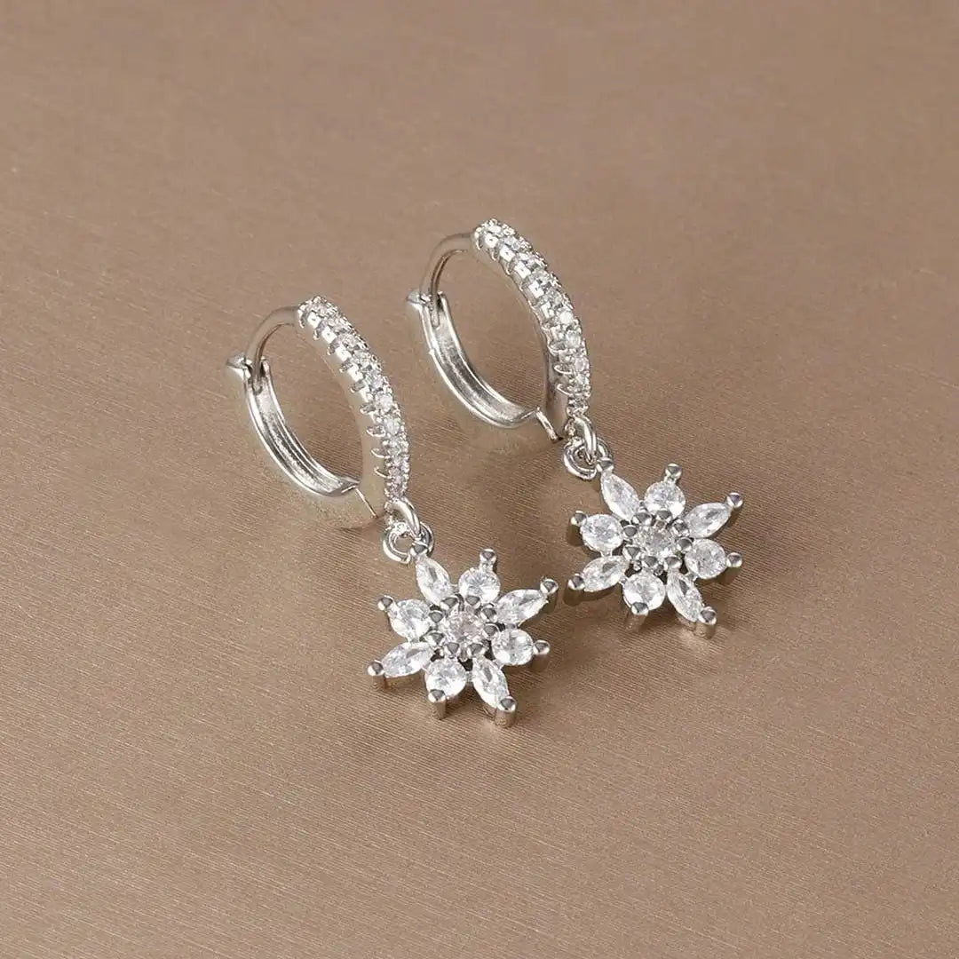 Boucles d'oreilles pendantes Flocon de neige cristal classiques