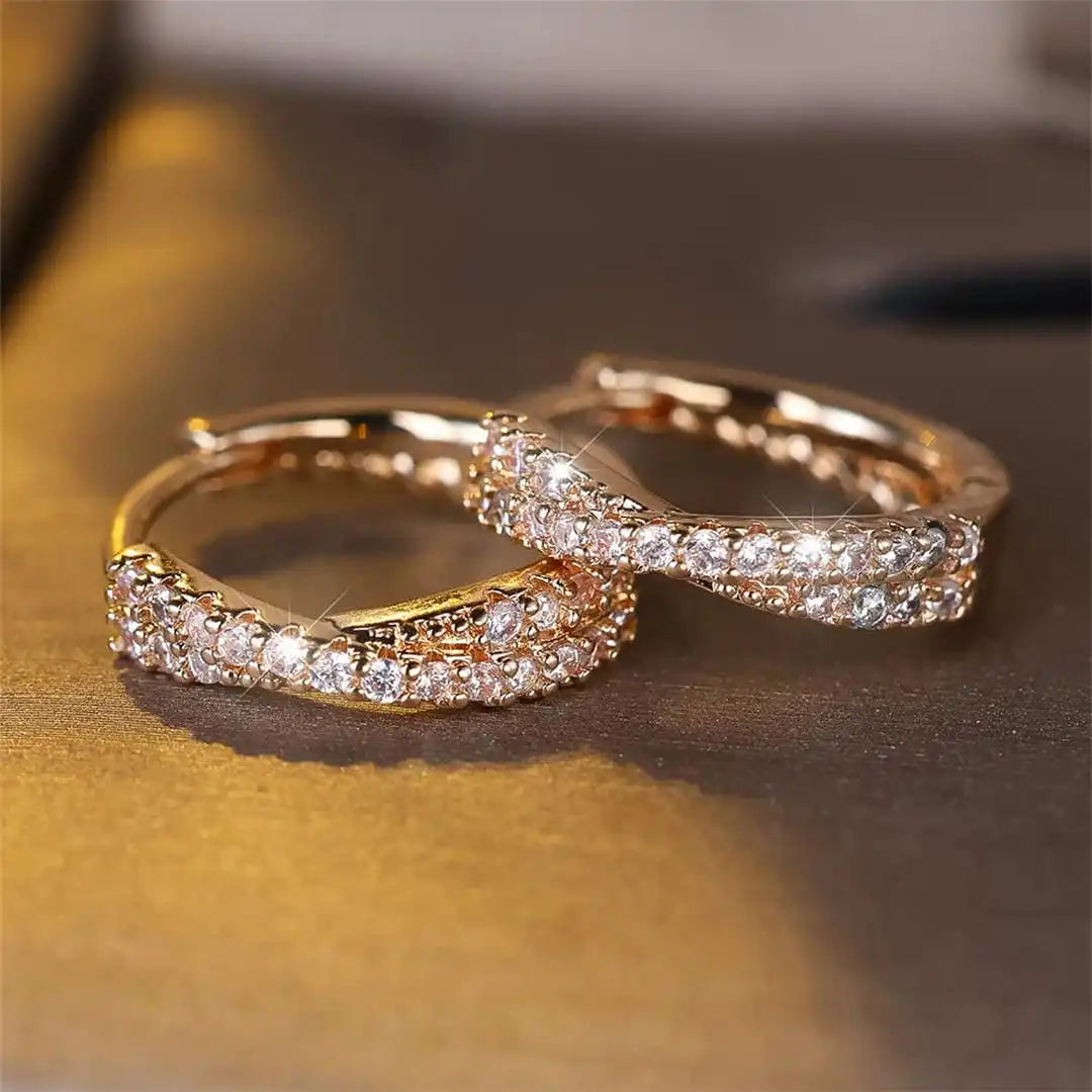 Boucles d'oreilles anneaux Zircone vintage