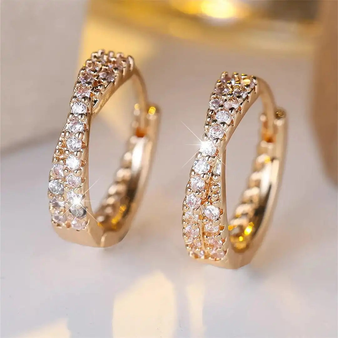 Boucles d'oreilles anneaux Zircone vintage