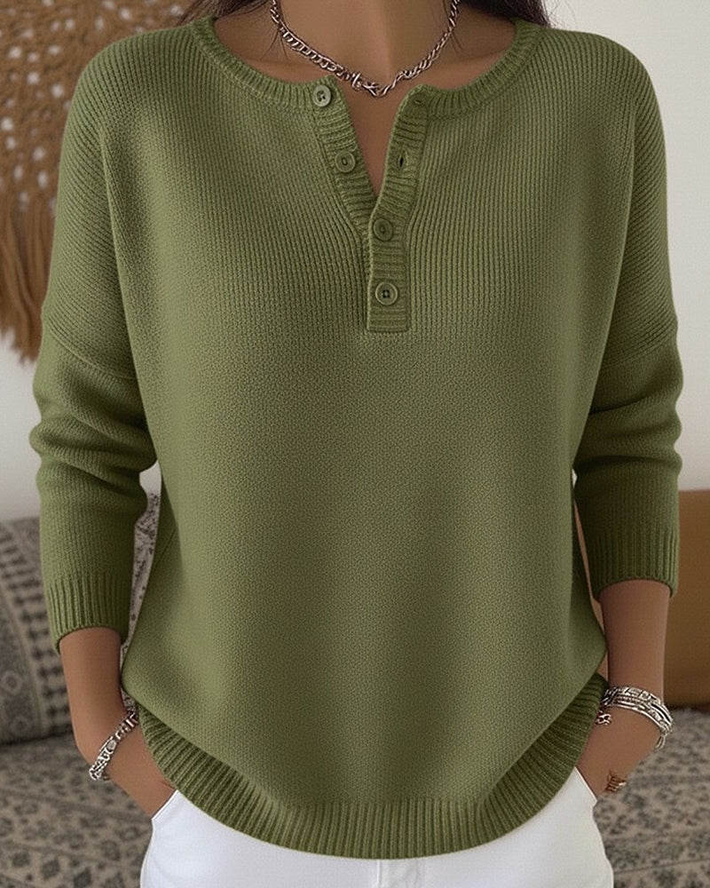 Beatriz | Chandail en tricot à boutons Henley