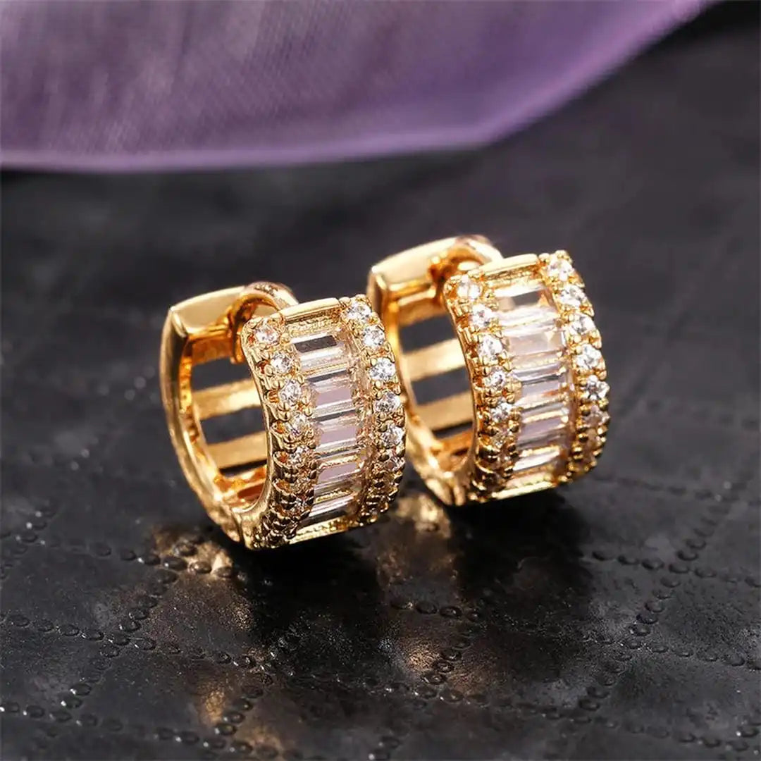 Boucles d'oreilles anneaux Mini baguette zircone