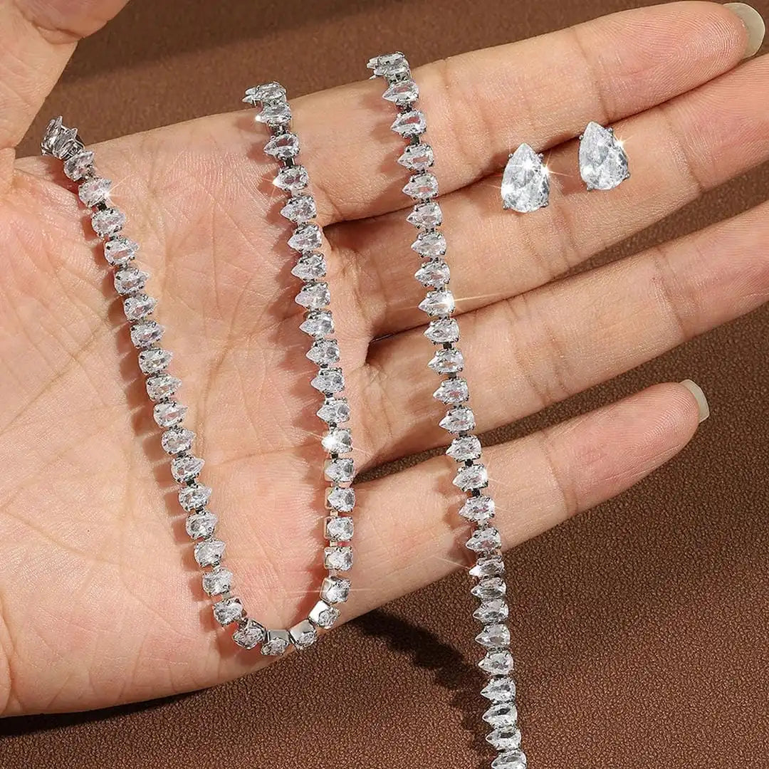Parure de mariée à zircons ronds