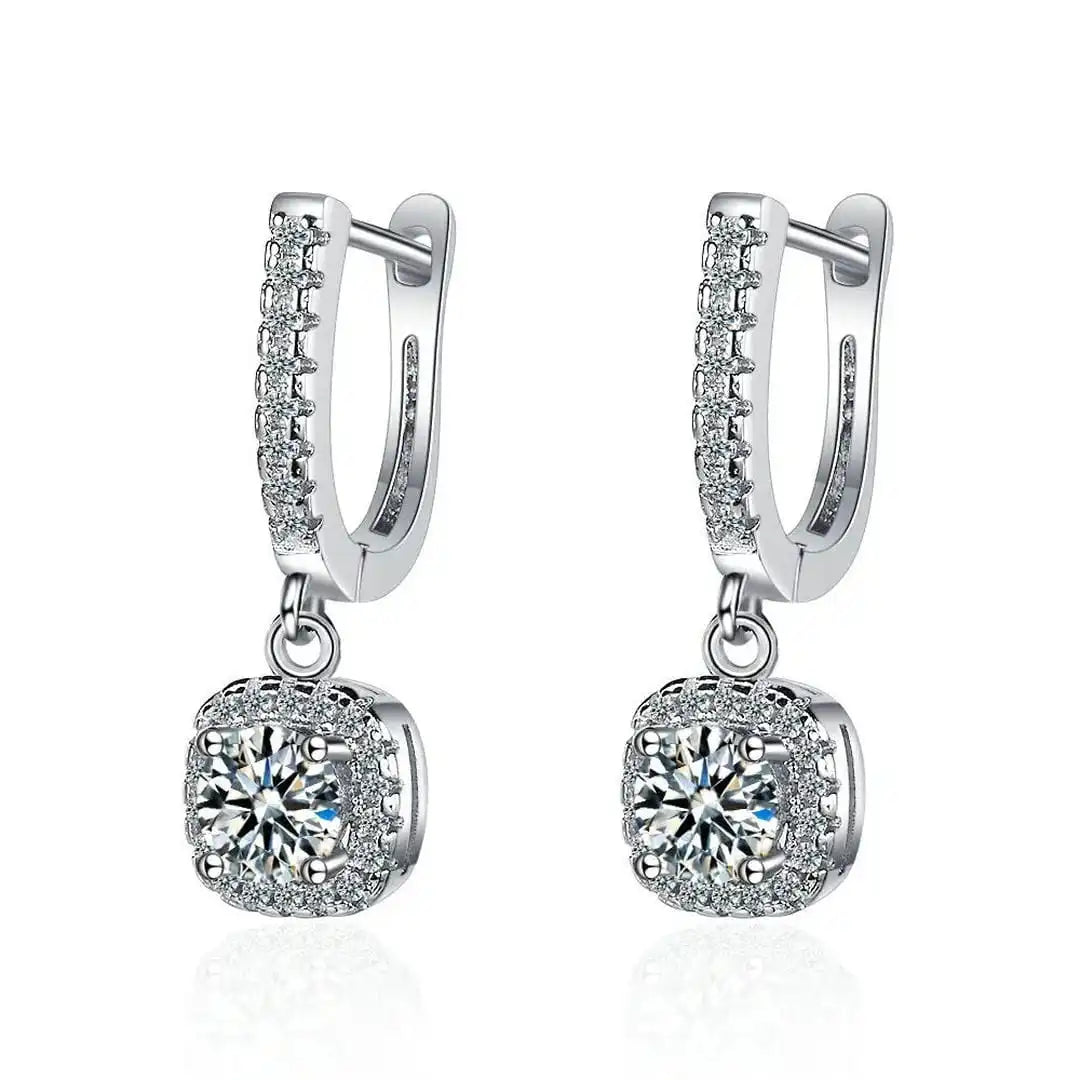 Boucles d'oreilles classiques à pierre ton or blanc