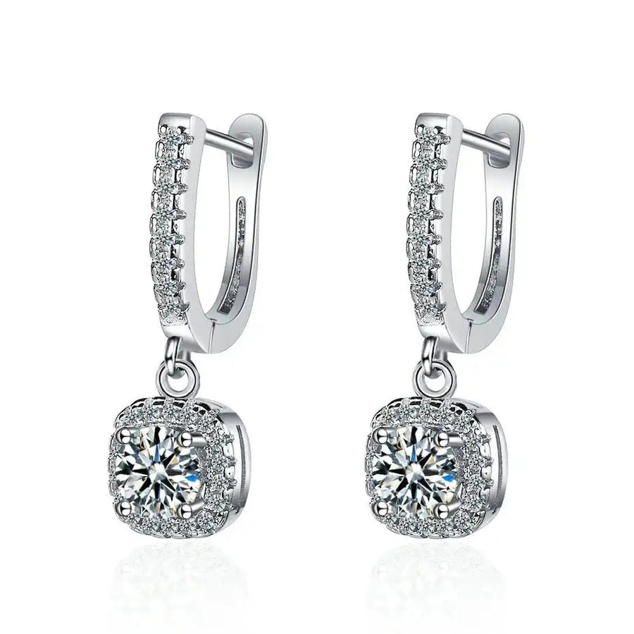 Boucles d'oreilles classiques à pierre ton or blanc