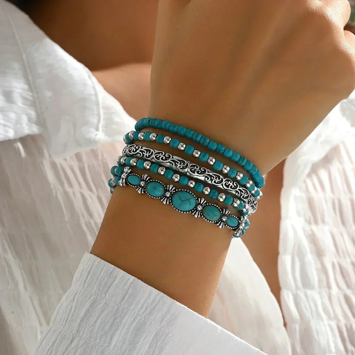 Celestina | Ensemble de bracelets à perles turquoise