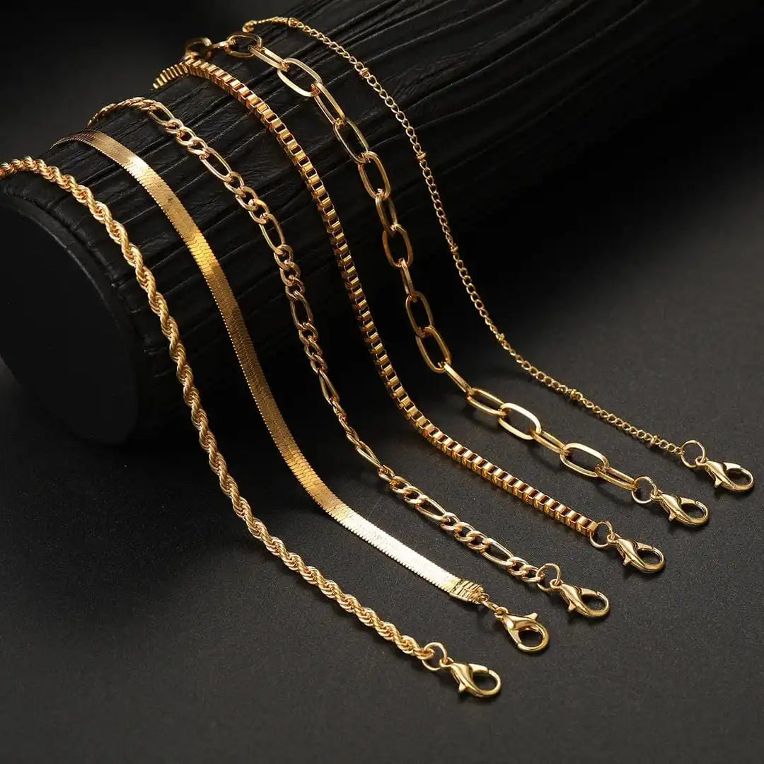 Ensemble de bracelets à chaîne cubaine bohème