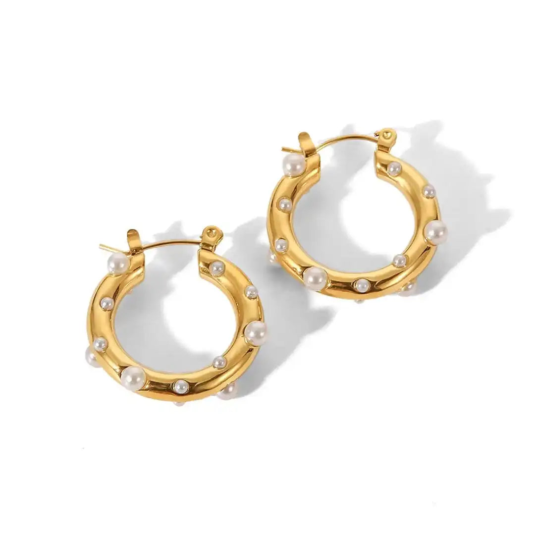Boucles d'oreilles anneaux Zircon dorés scintillants