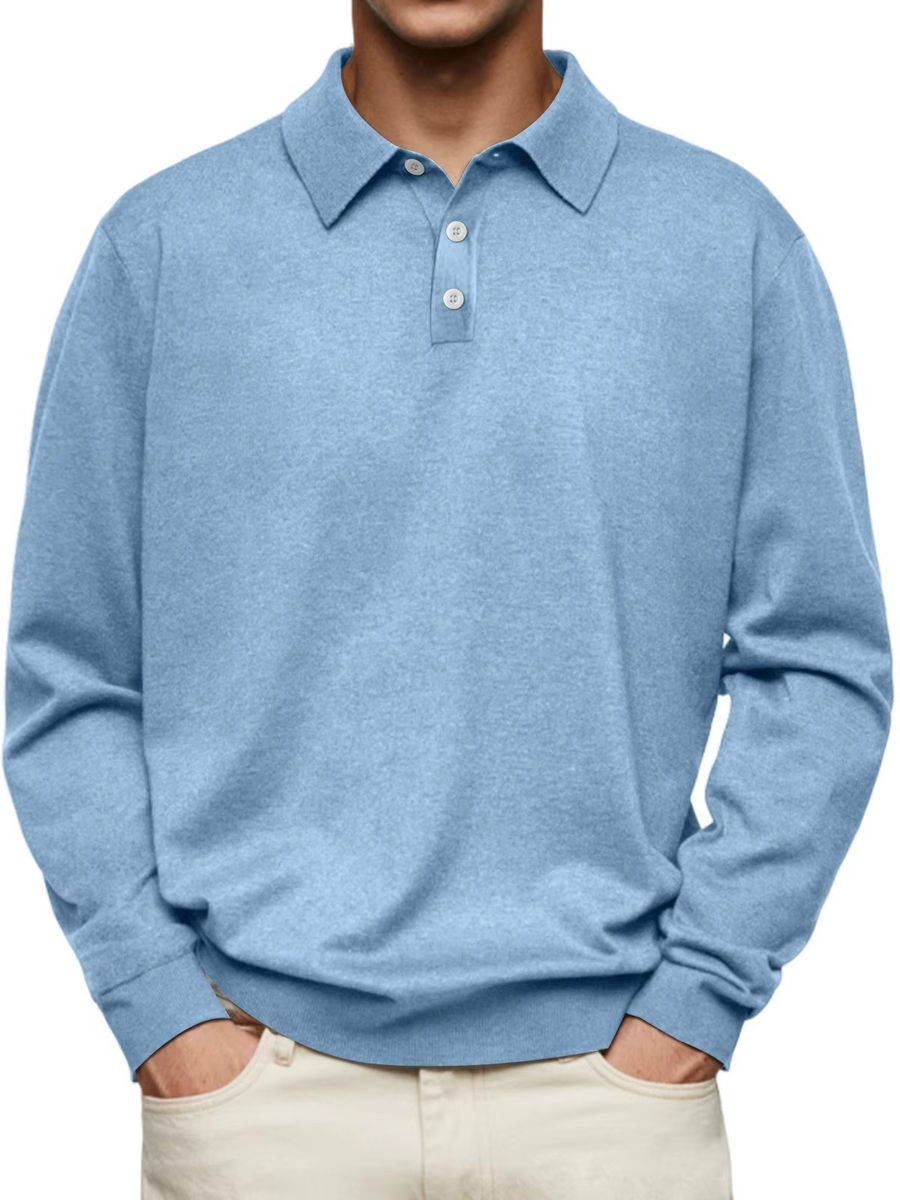 Paolo | Polo à manches longues avec col à motif