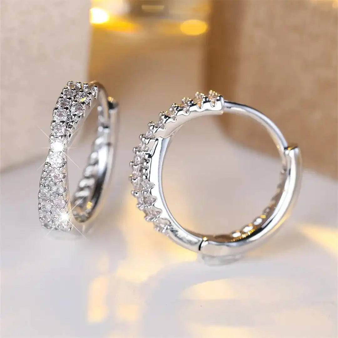 Boucles d'oreilles anneaux Zircone vintage