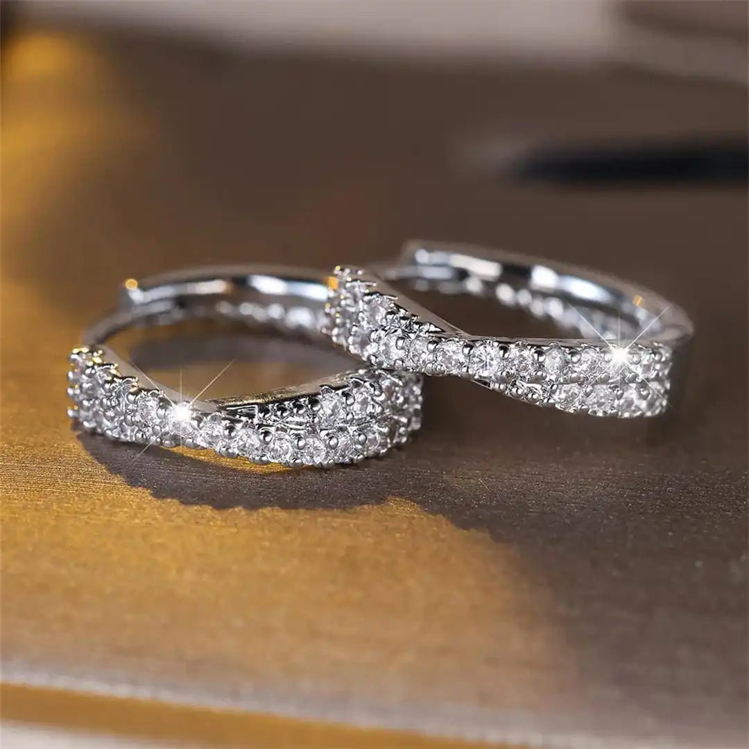 Boucles d'oreilles anneaux Zircone vintage