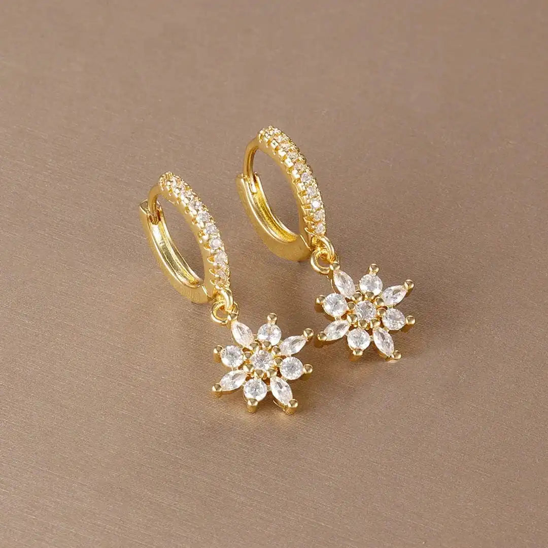 Boucles d'oreilles pendantes Flocon de neige cristal classiques