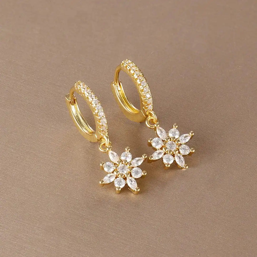 Boucles d'oreilles pendantes Flocon de neige cristal classiques