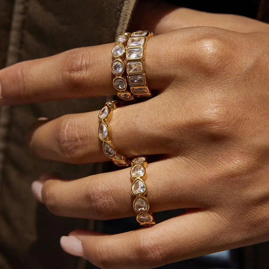 Ensemble de bagues Baguette zircone Variety