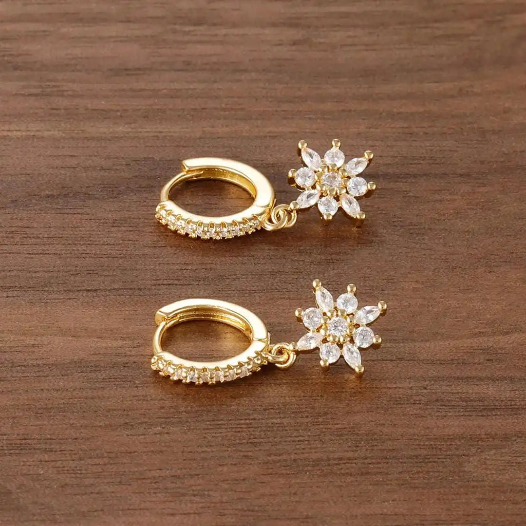 Boucles d'oreilles pendantes Flocon de neige cristal classiques