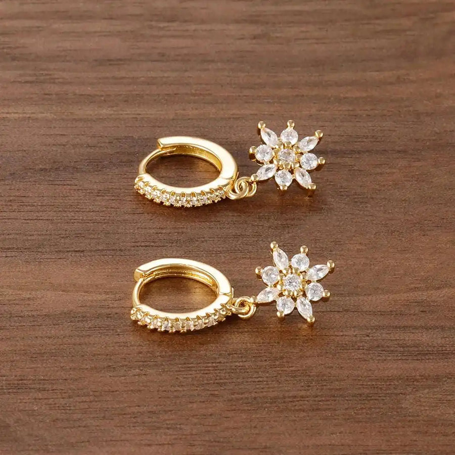 Boucles d'oreilles pendantes Flocon de neige cristal classiques
