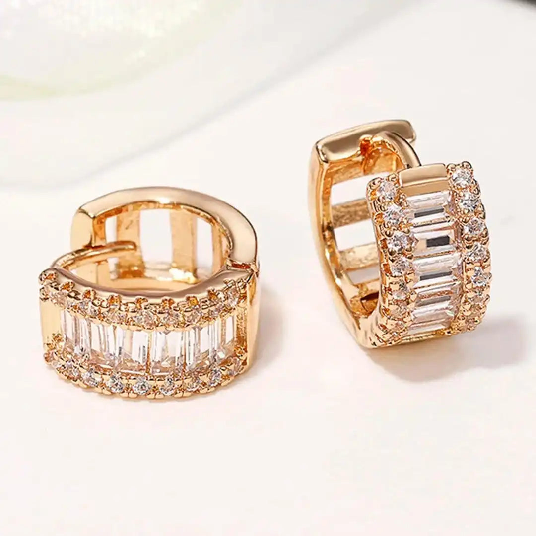 Boucles d'oreilles anneaux Mini baguette zircone