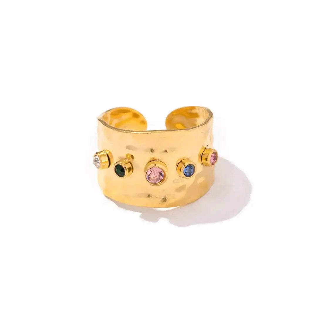 Bague vintage dorée à zircons
