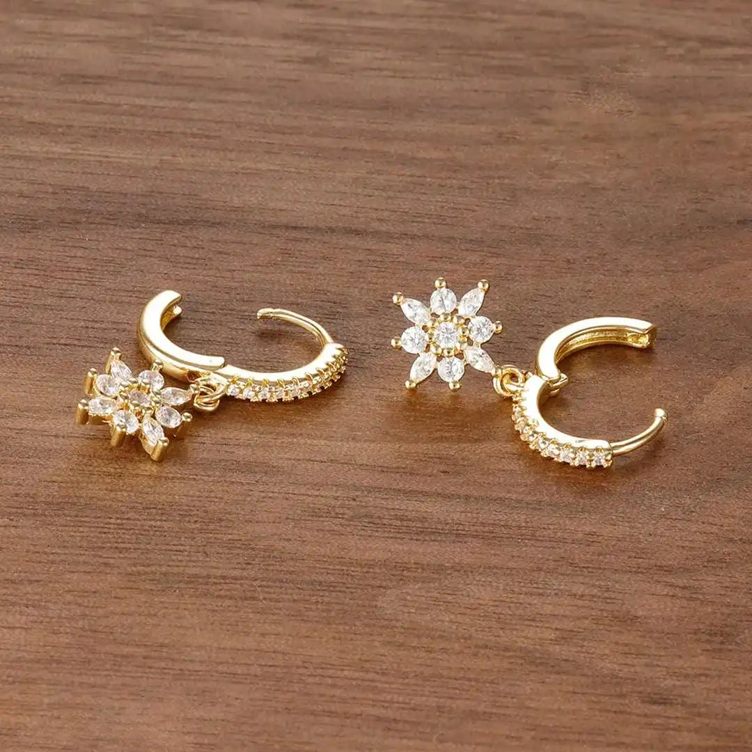 Boucles d'oreilles pendantes Flocon de neige cristal classiques
