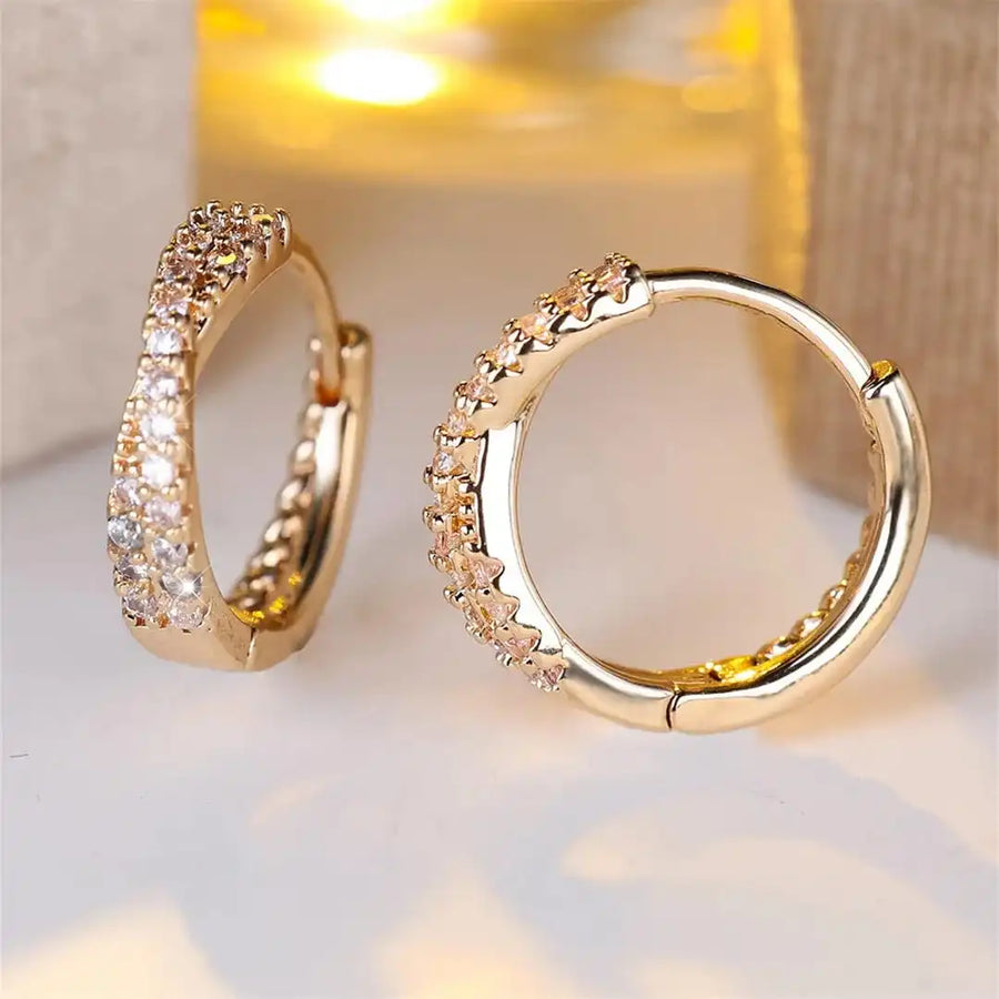 Boucles d'oreilles anneaux Zircone vintage