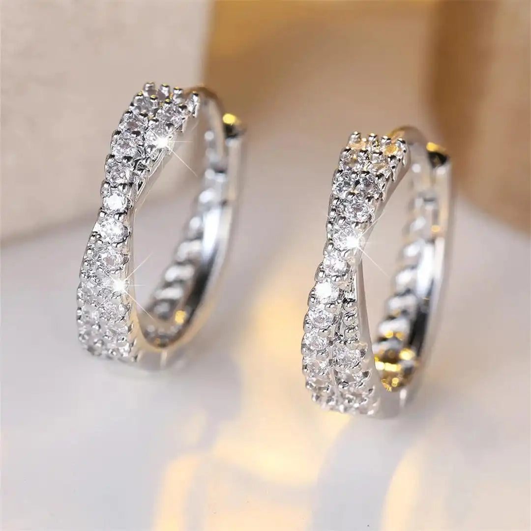 Boucles d'oreilles anneaux Zircone vintage