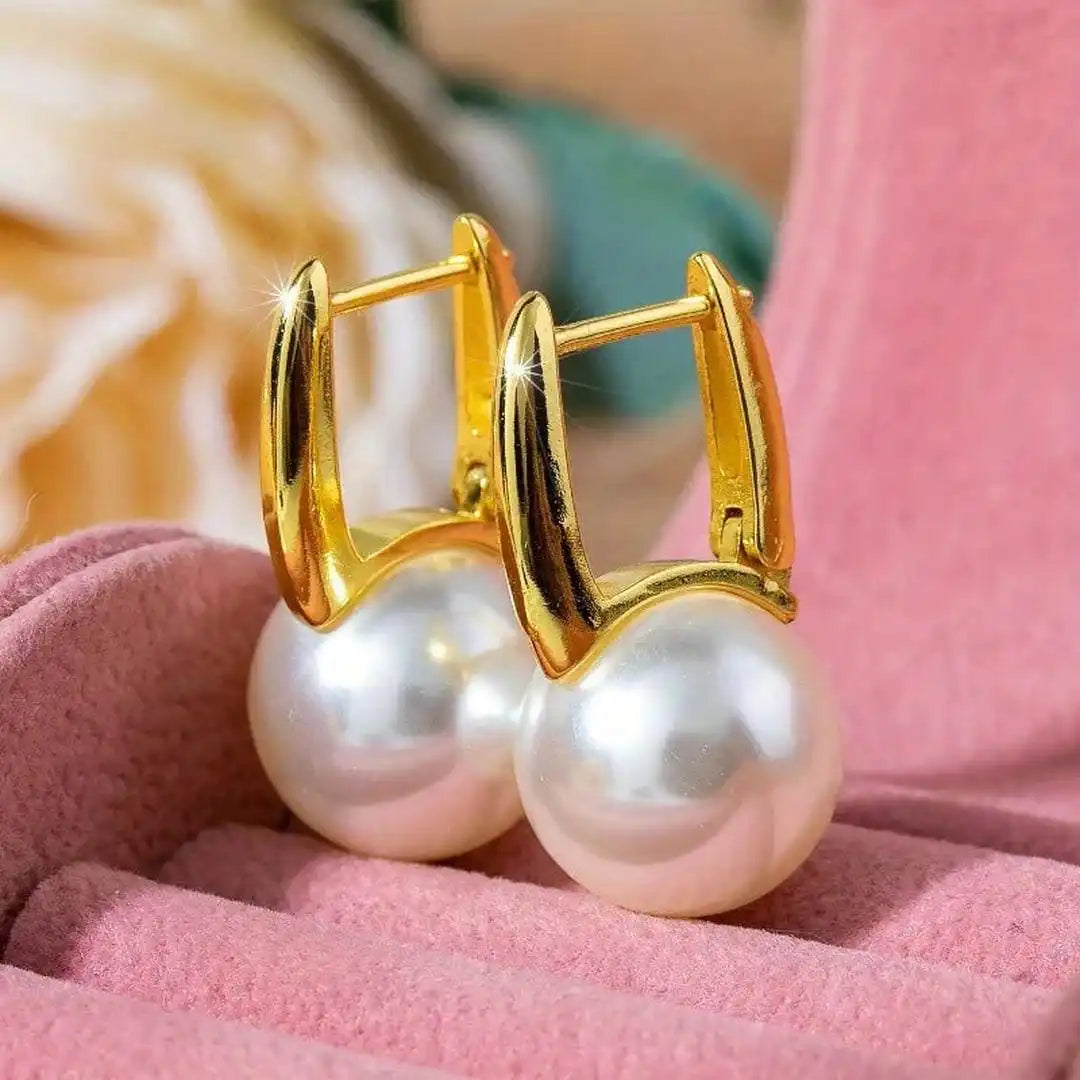 Boucles d'oreilles Perle dorée vintage