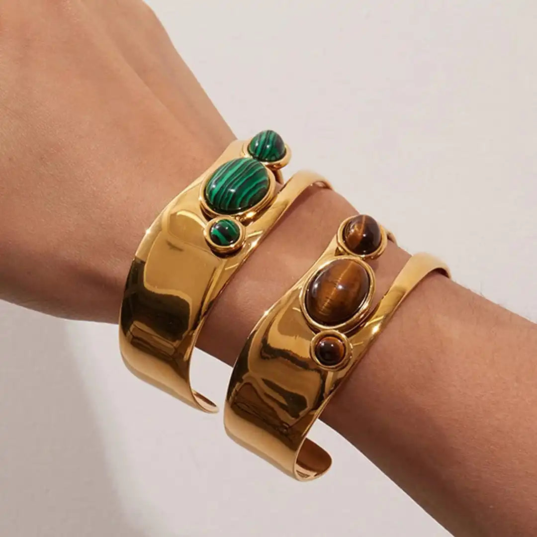 Bracelet Œil de tigre doré vintage