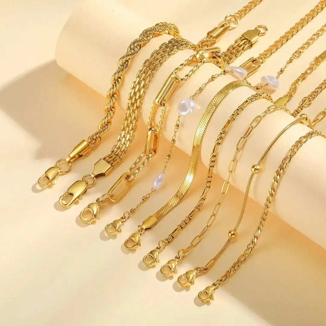 Ensemble de bracelets empilables Perle dorée