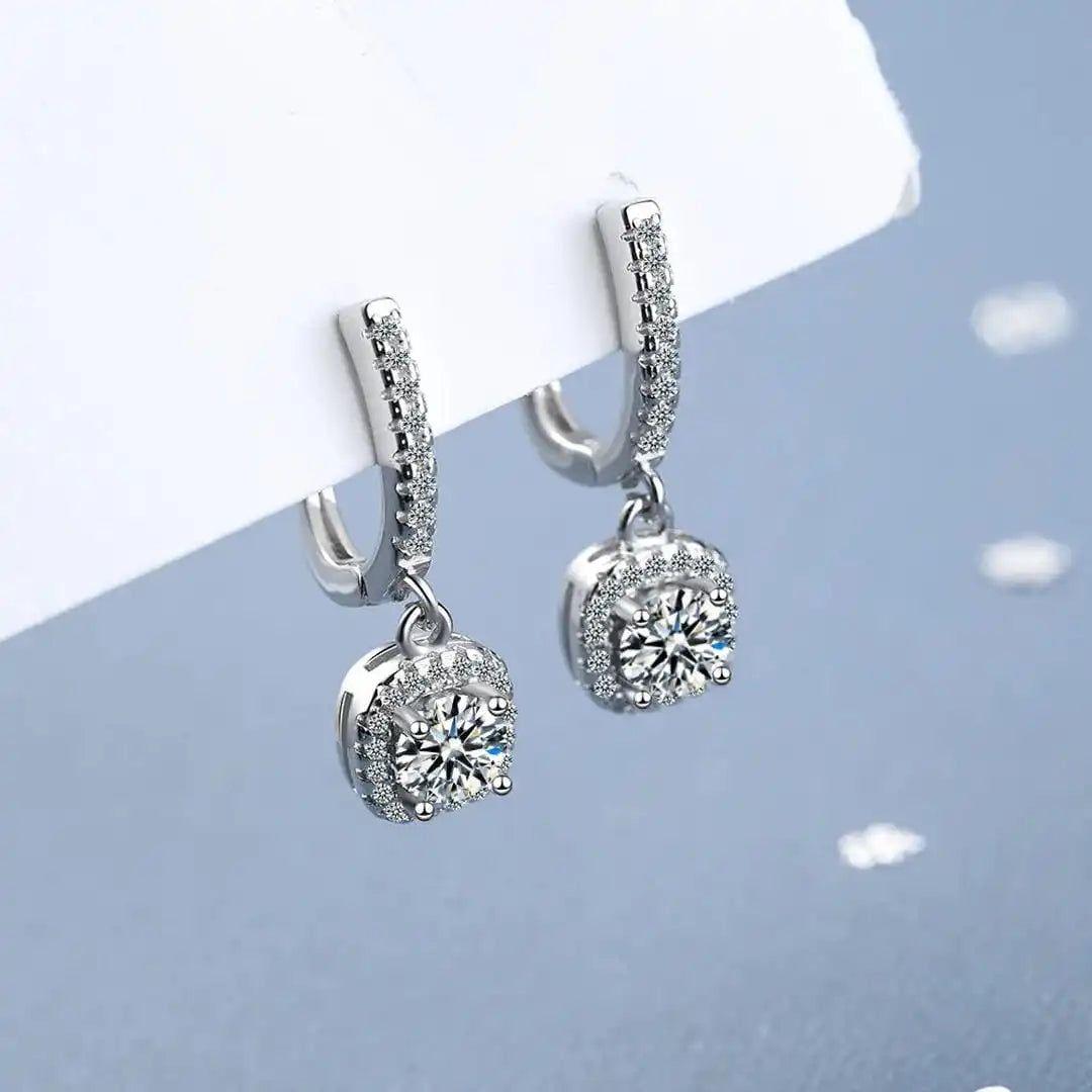 Boucles d'oreilles classiques à pierre ton or blanc