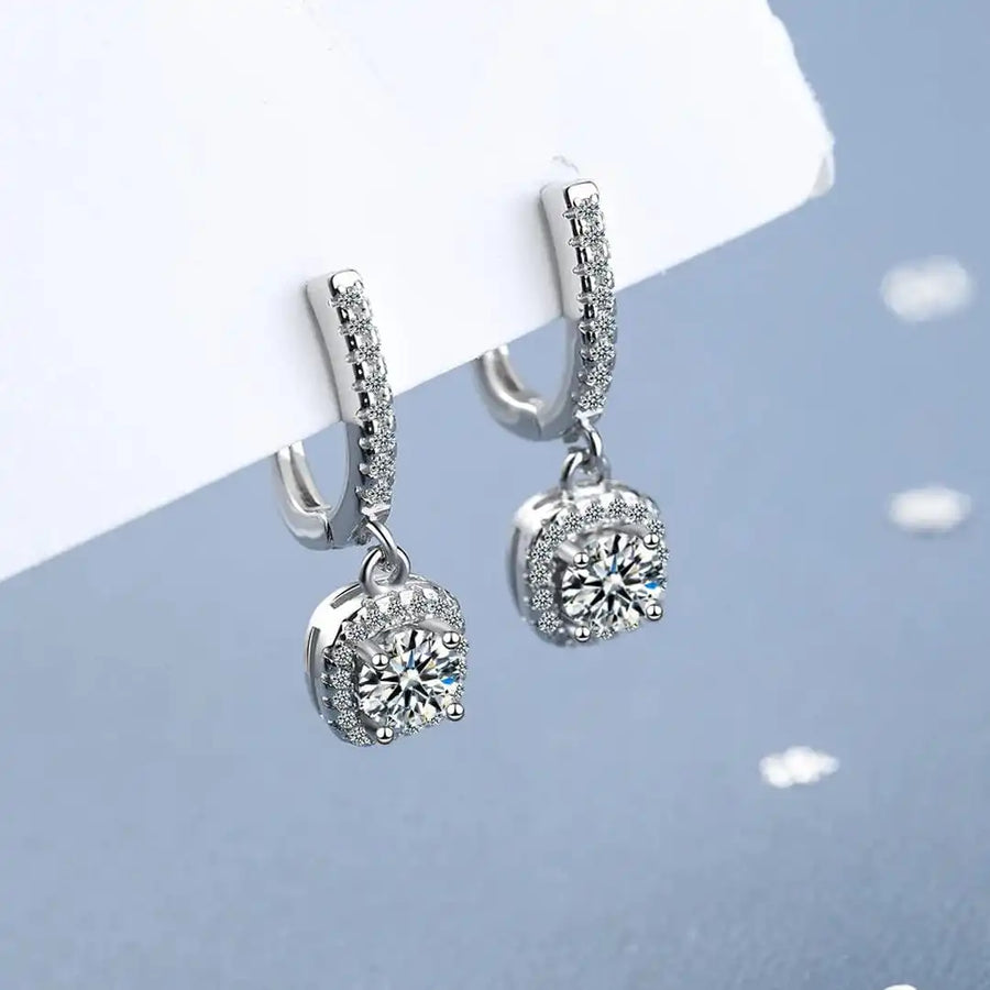 Boucles d'oreilles classiques à pierre ton or blanc