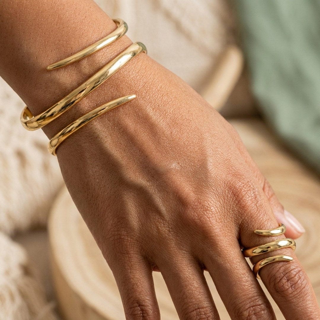 Ensemble bracelet et bague en forme de serpent