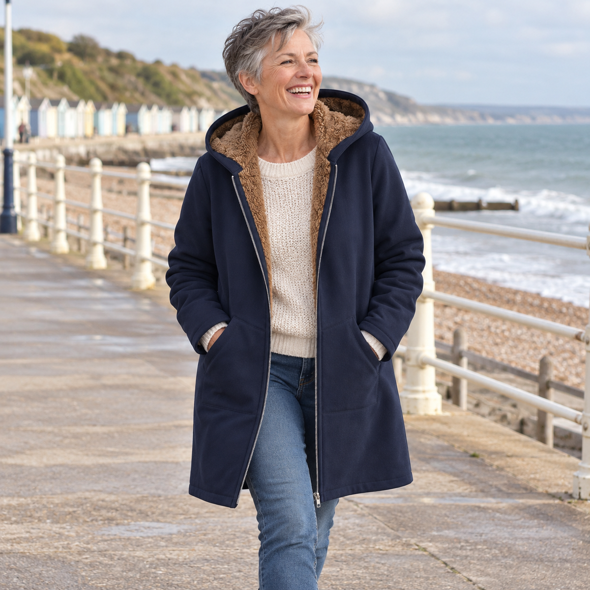 Evelyn | Manteau douillet à capuchon doublé sherpa