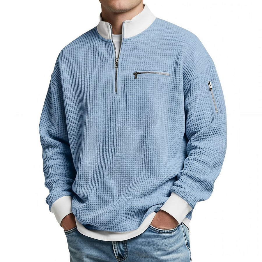 José | Chandail élégant en tricot gaufré à demi-zip