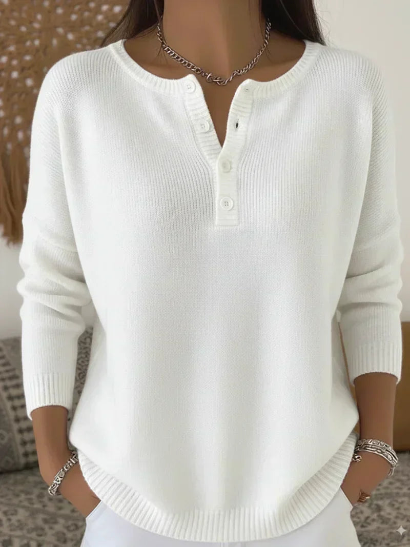 Beatriz | Chandail en tricot à boutons Henley