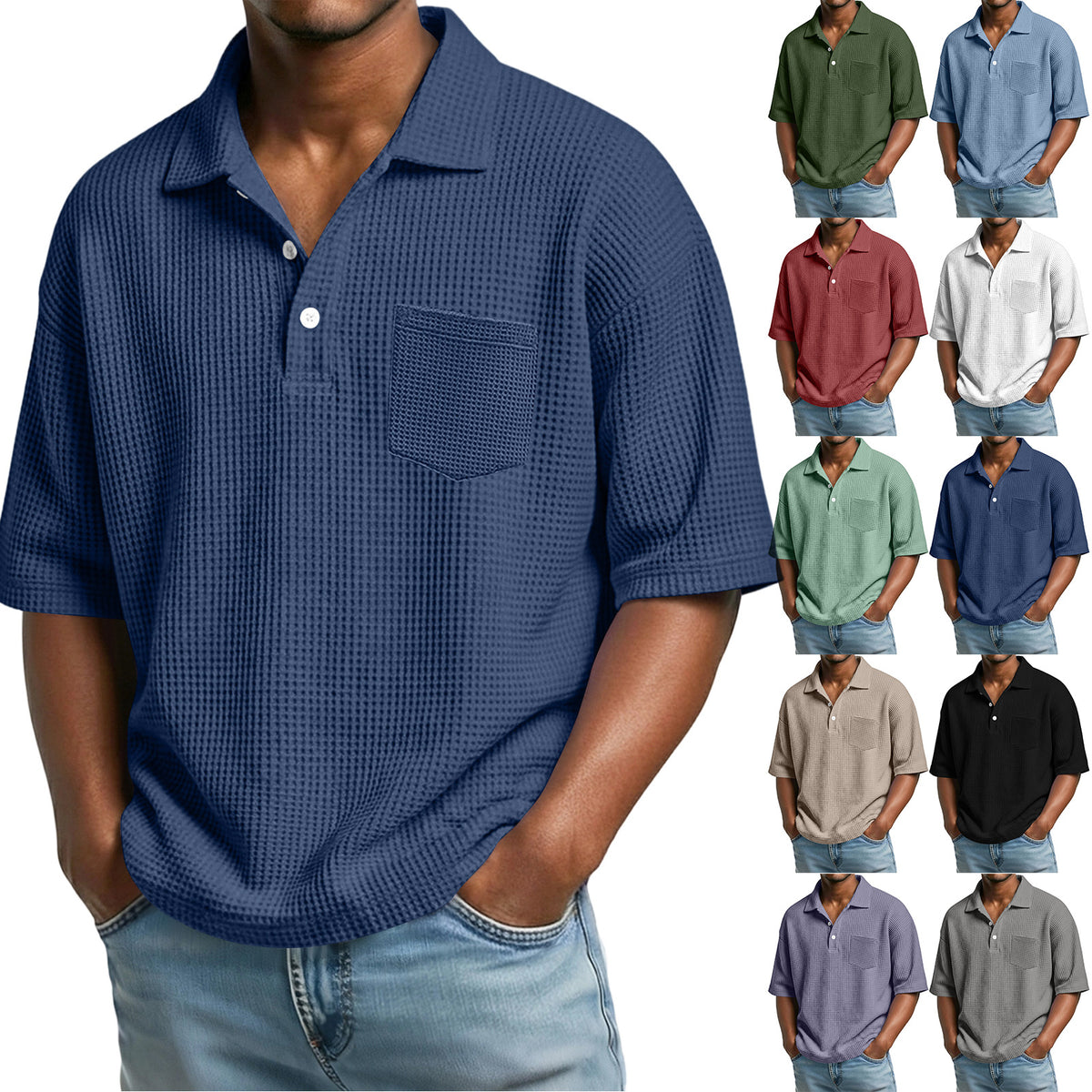 Polo gaufré pour homme