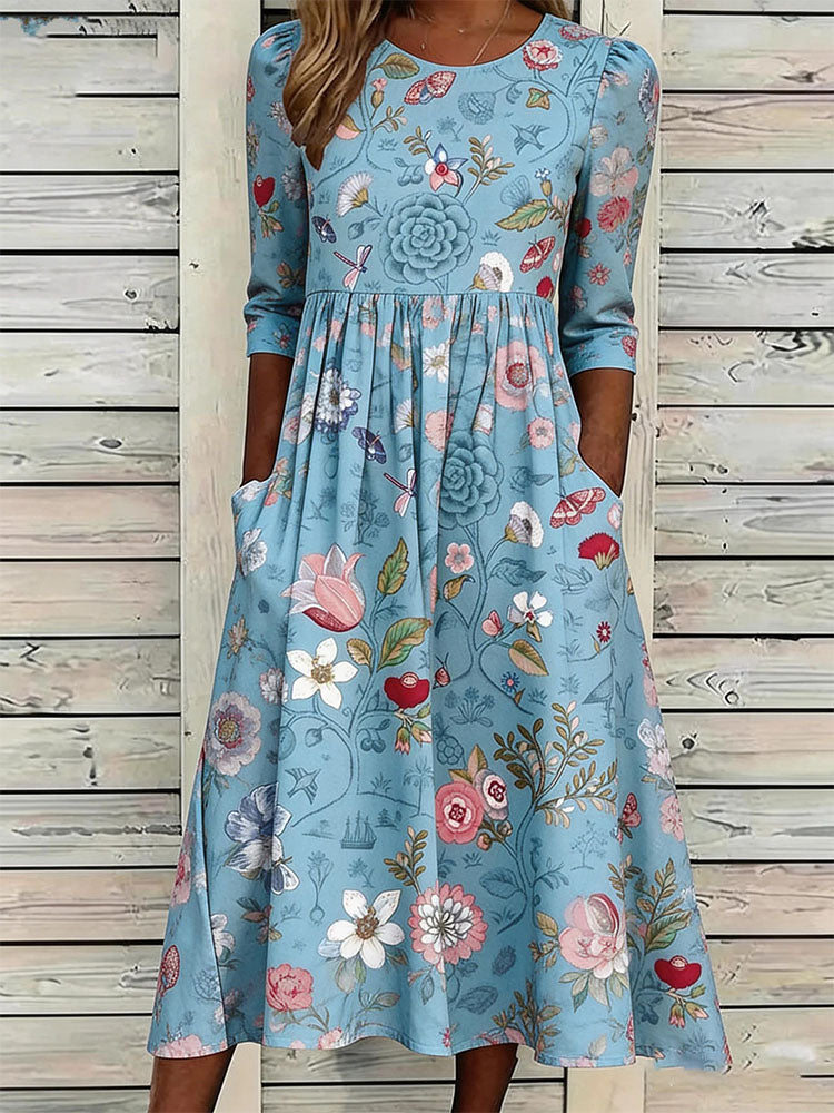 Florence Flattering Tummy-Control Midi Dress Blue