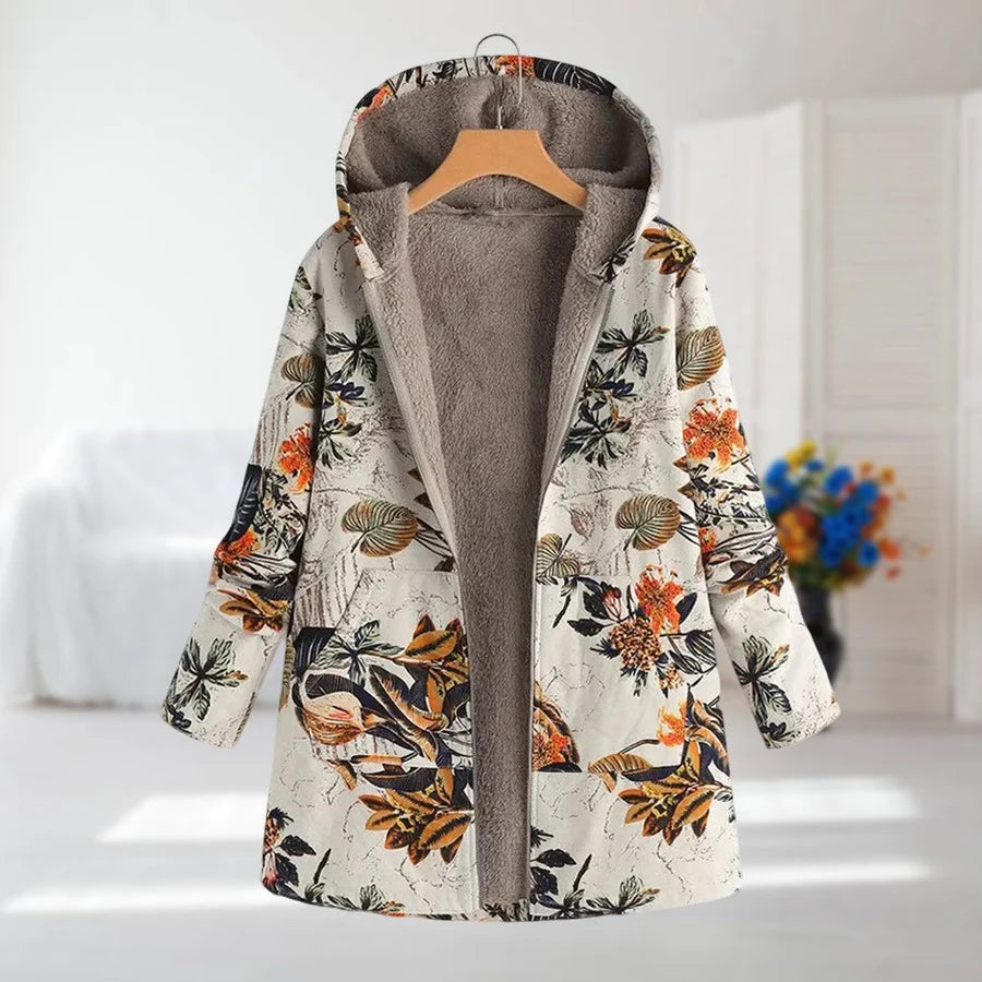 Mila - Cappotto Elegante Floreale Beige