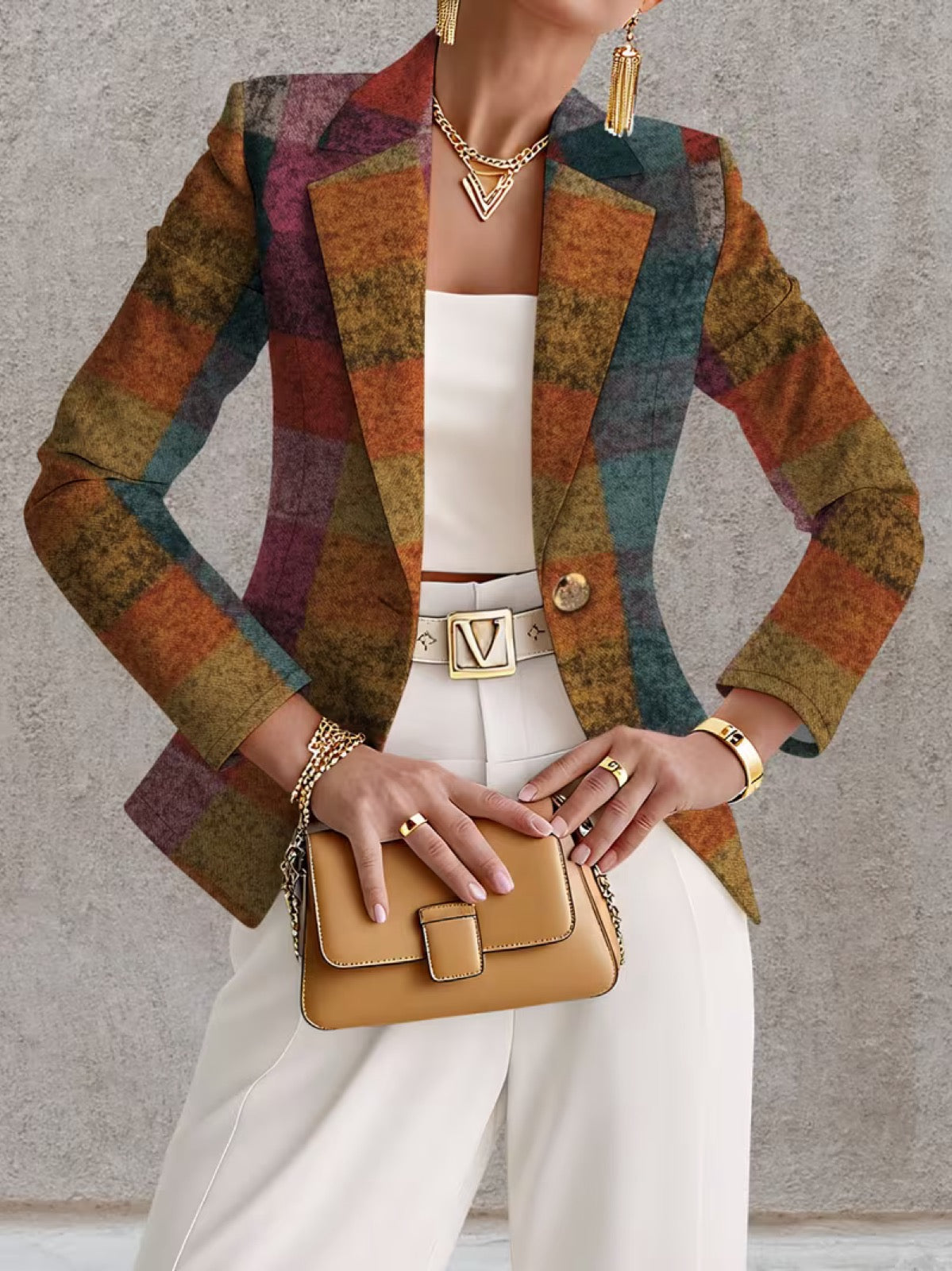 Amandine™ | Blazer à carreaux d'automne