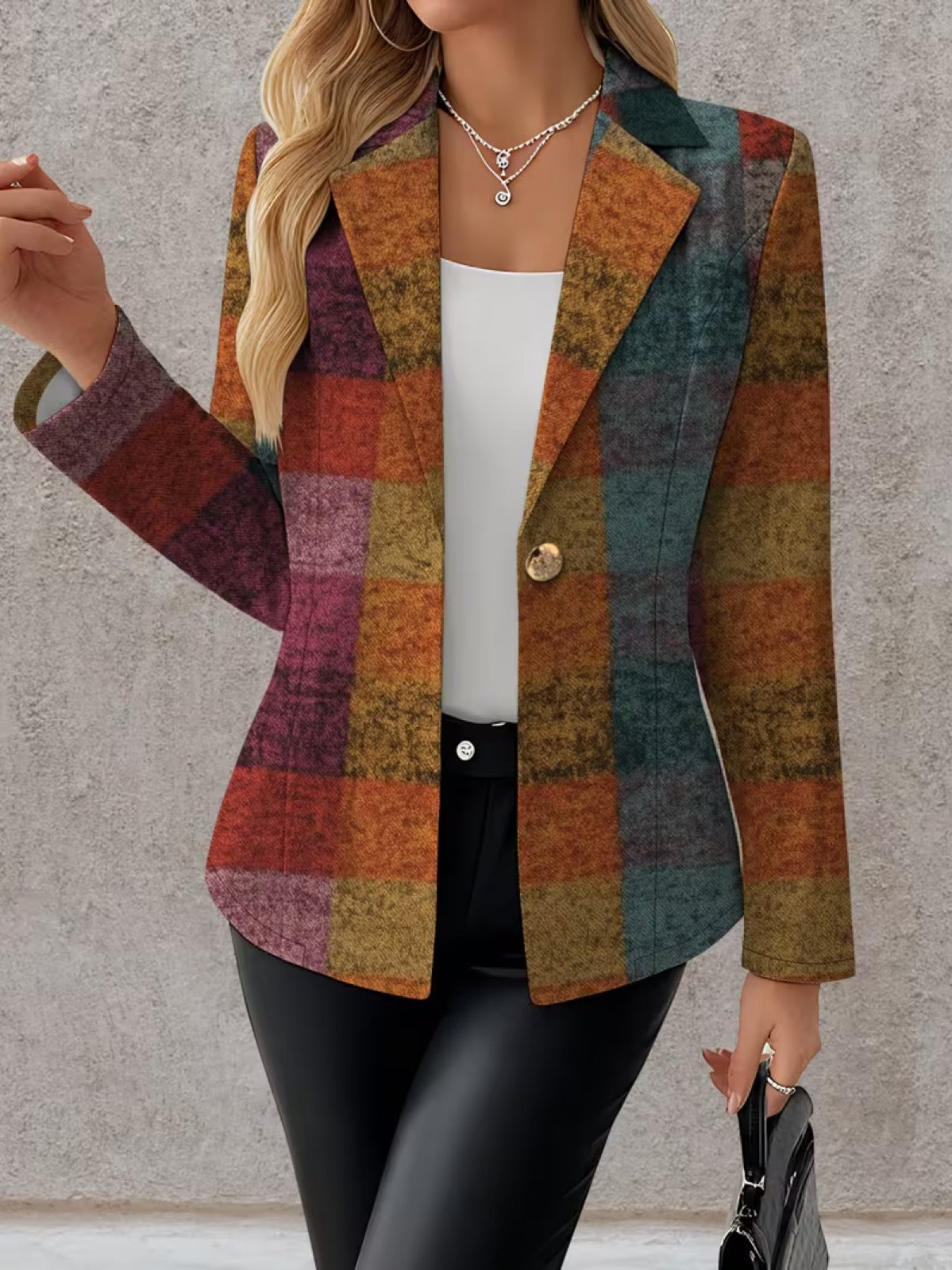 Amandine™ | Blazer à carreaux d'automne